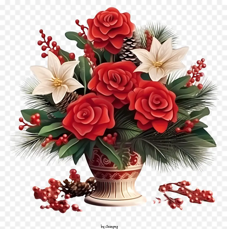 Arrangement De Vase，Les Roses Rouges PNG