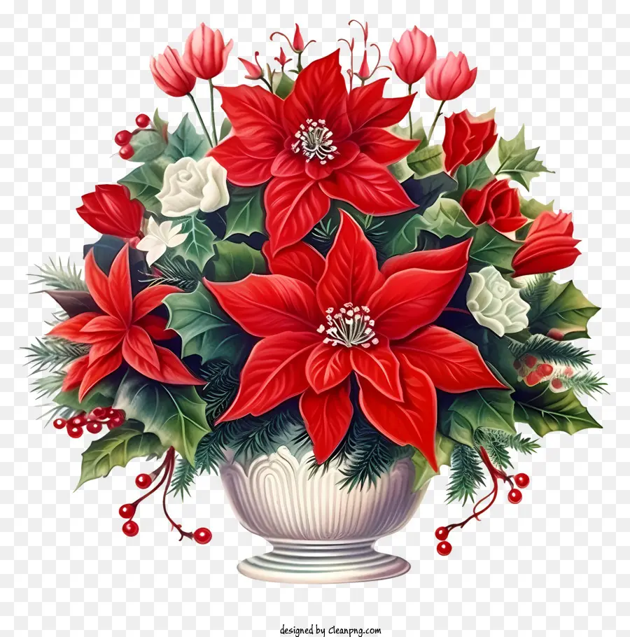 Poinsettias Rouges，Lys Blancs PNG