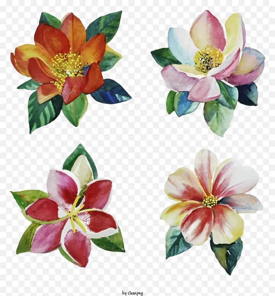 Peinture à L'aquarelle，Fleurs Colorées PNG