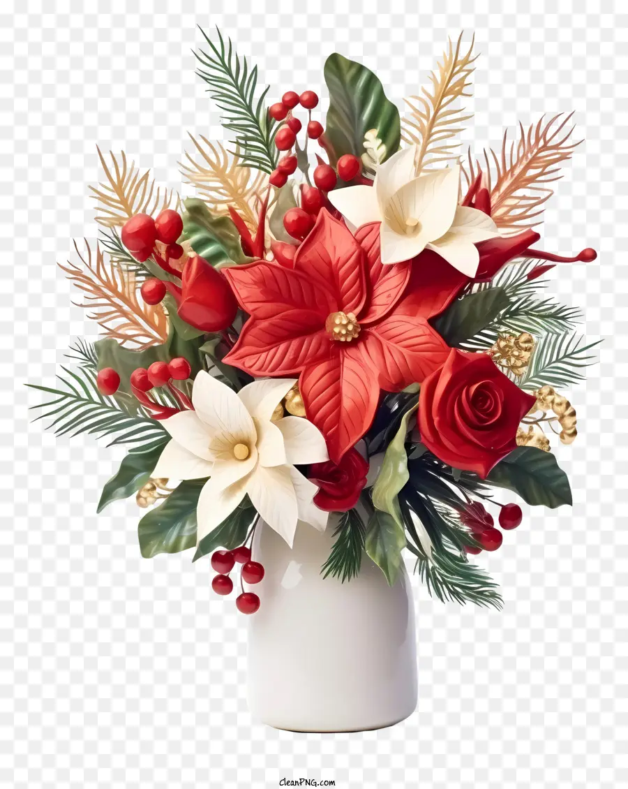 Fleurs Rouges Et Blanches，Arrangement De Bouquet PNG