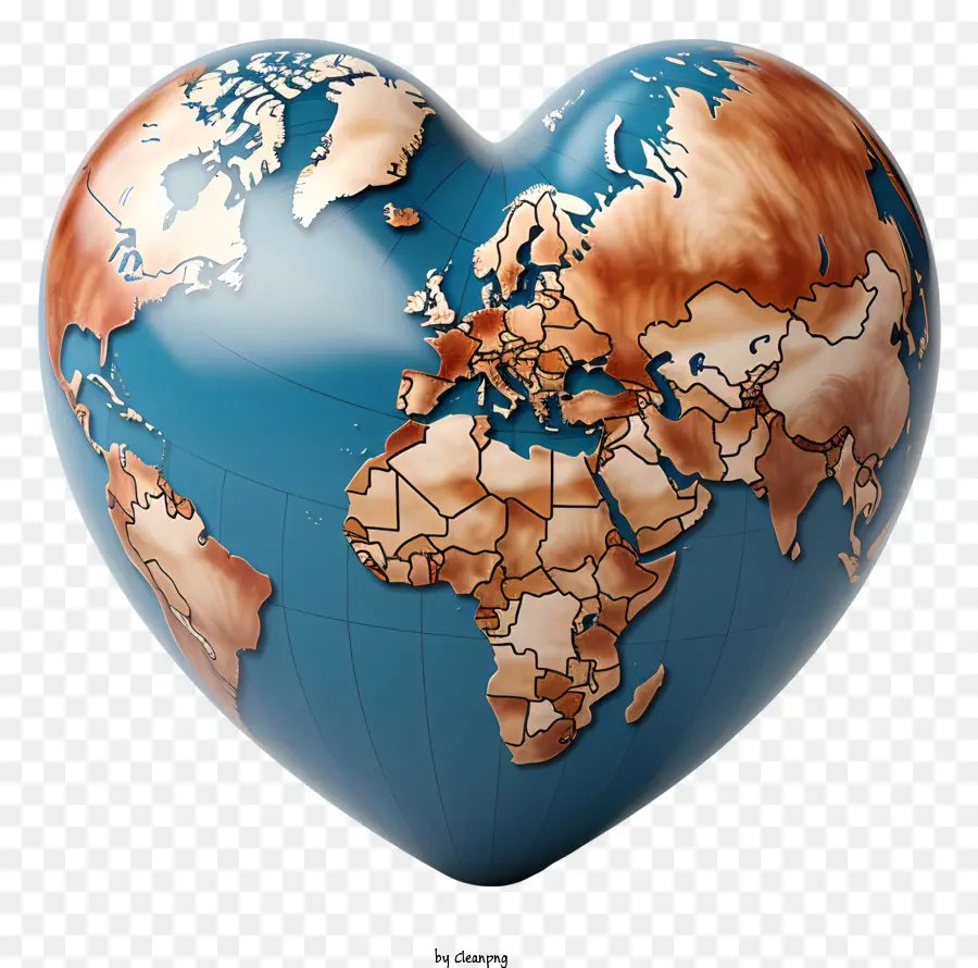 Globe En Forme De Cœur，Carte Du Monde PNG