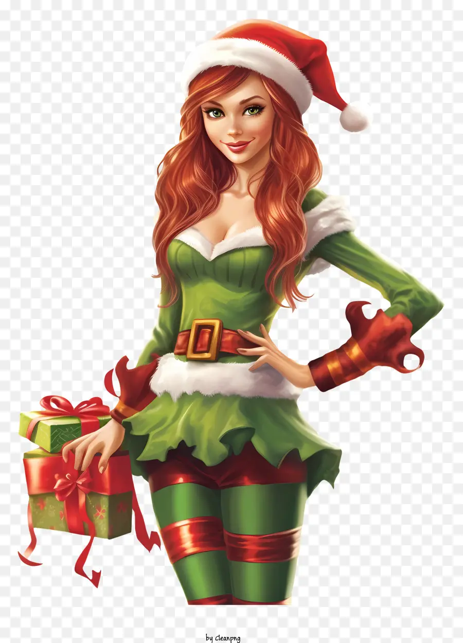 Femme，Femme Elfe De Noël PNG