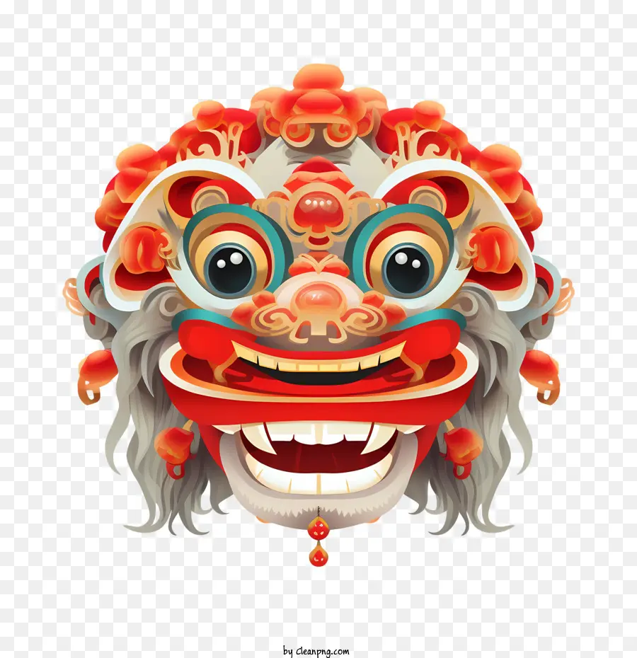Tête De Danse De Lion Chinois，Visage PNG