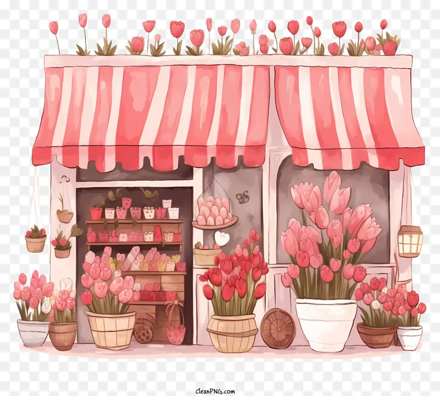 Sketch Stand Romantique De La Saint Valentin，Boutique De Fleurs PNG