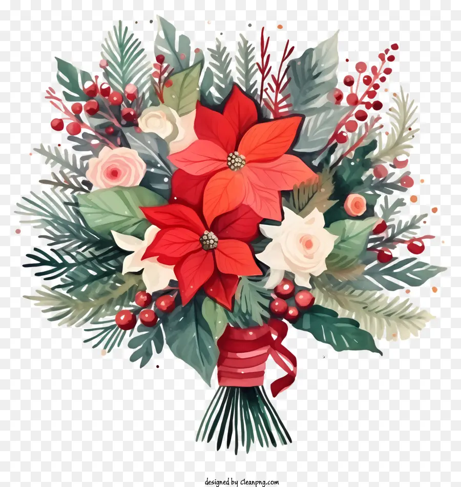 Bouquet De Noël Aquarelle，Bouquet PNG