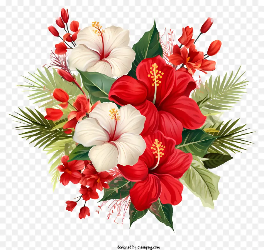 Éléments De Noël，Fleurs D'hibiscus PNG