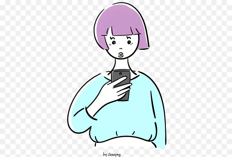 Dessin Animé，Femme Avec Téléphone PNG