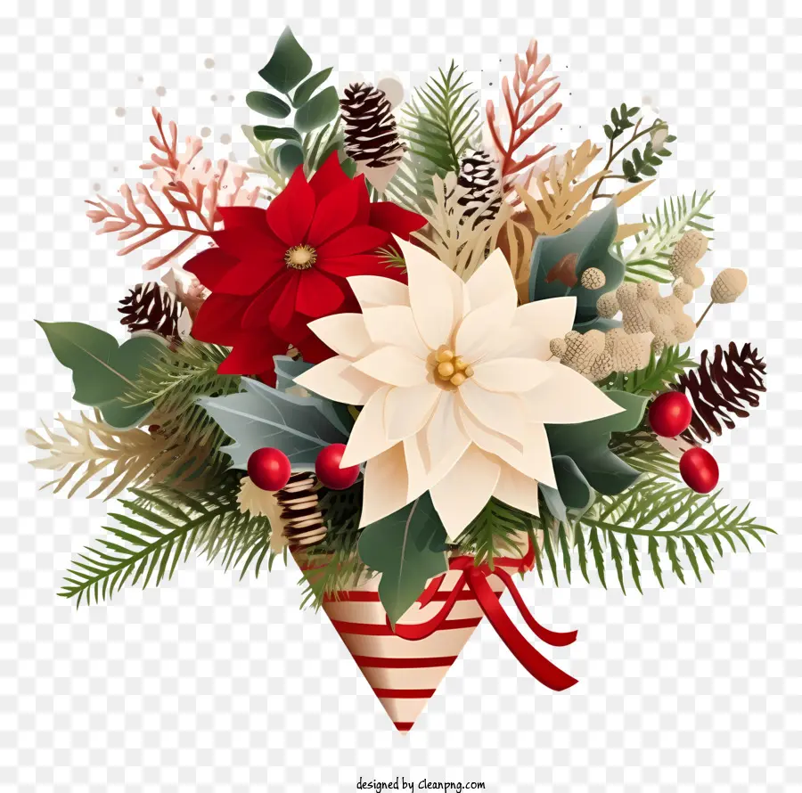 Bouquet De Noël Réaliste，Couronne PNG