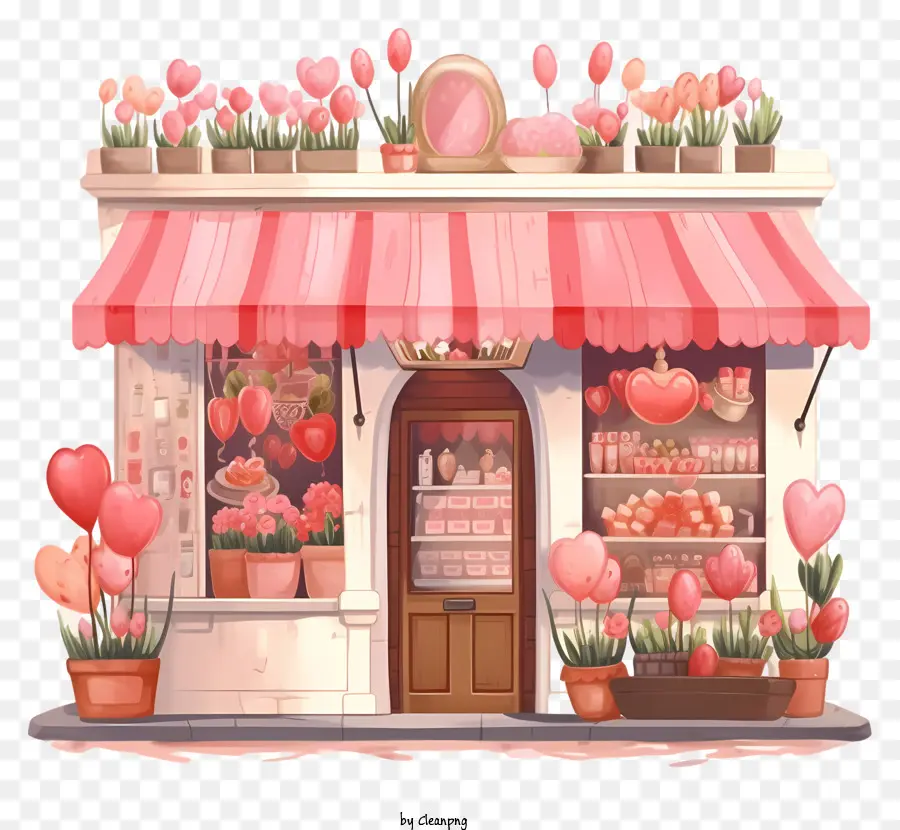 Cartoon Saint Valentin Stalle Romantique，Boutique De Fleurs PNG