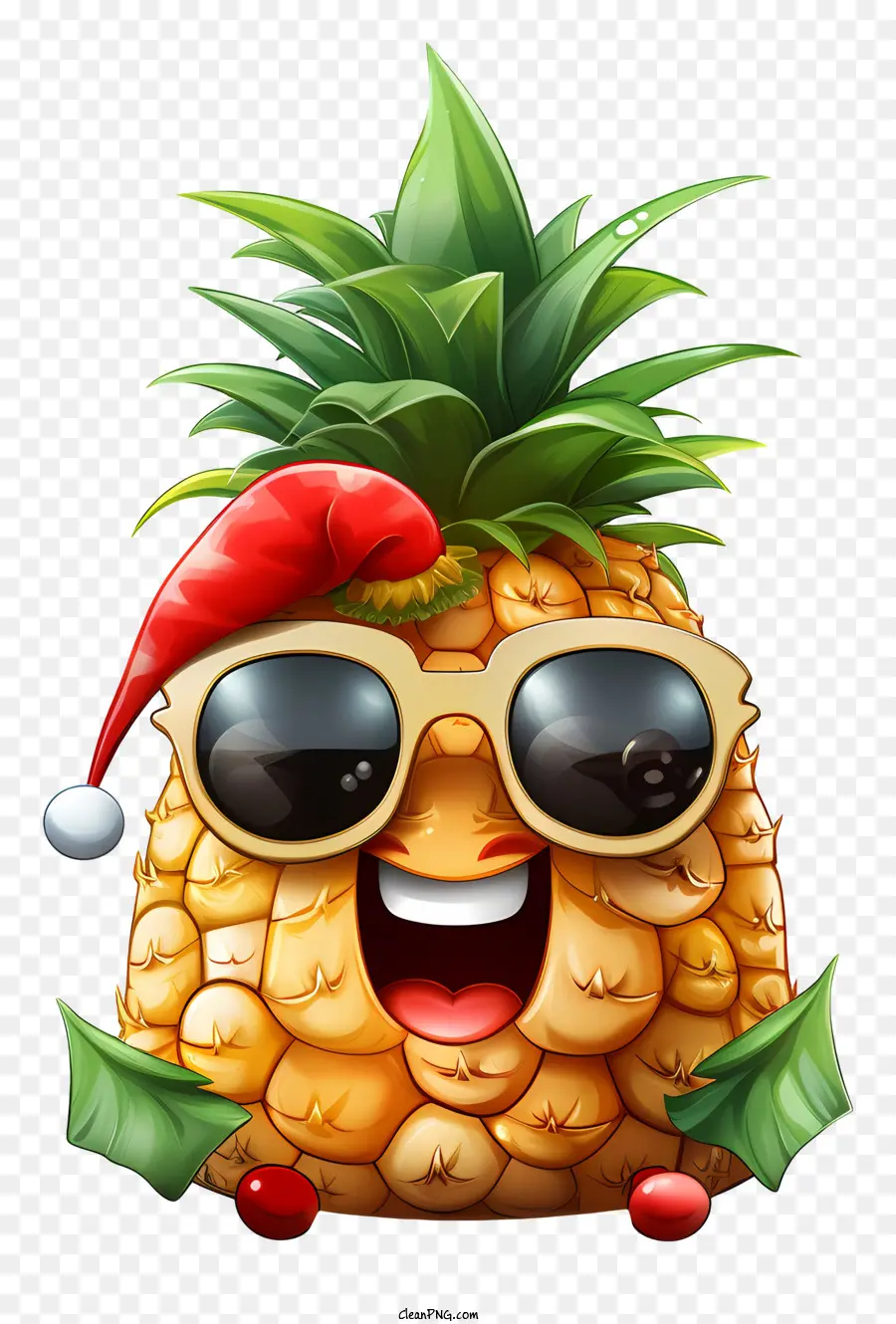 Éléments De Noël，Ananas Avec Lunettes De Soleil PNG