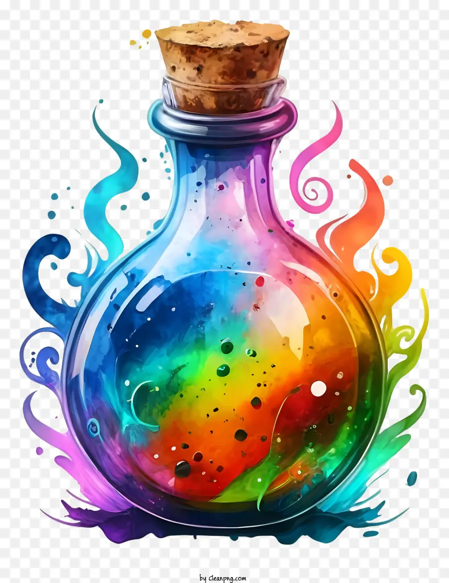 Dessin Animé，Bouteille De Potion Colorée PNG