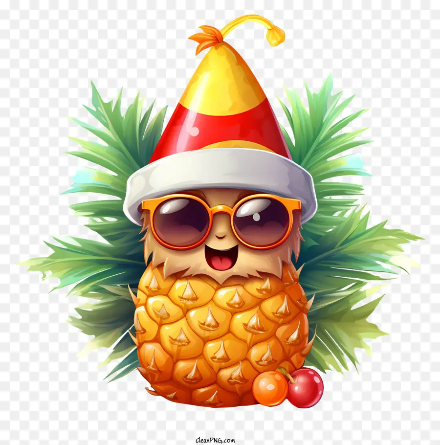 Éléments De Noël，Ananas Avec Bonnet De Noel PNG