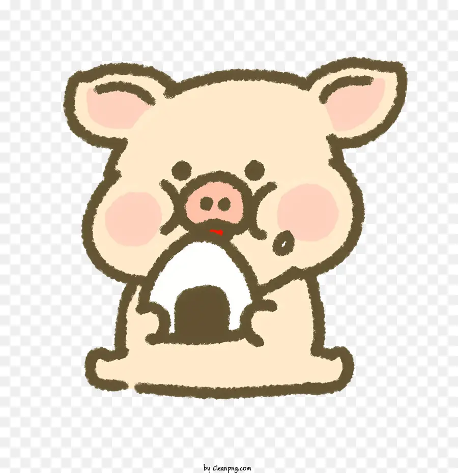 Dessin Animé，Cochon Avec Boule De Riz PNG