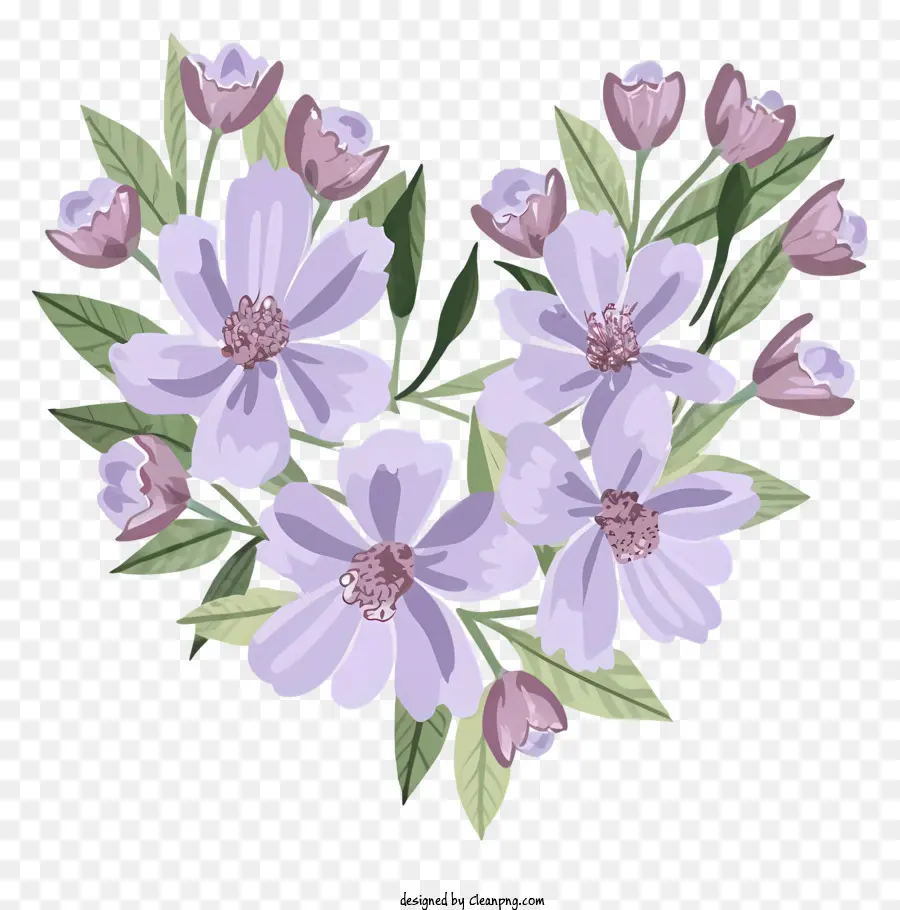 Dessin Animé，Cœur Floral PNG