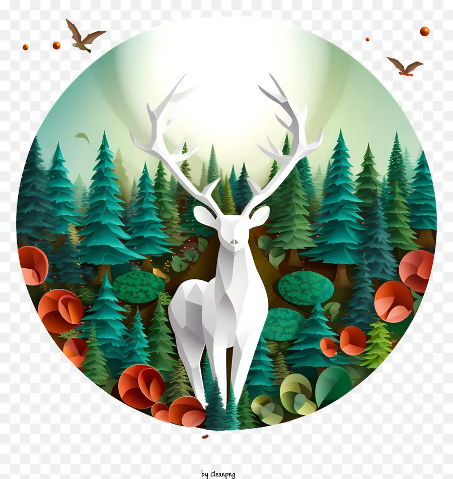 Éléments De Noël，Cerf Blanc PNG