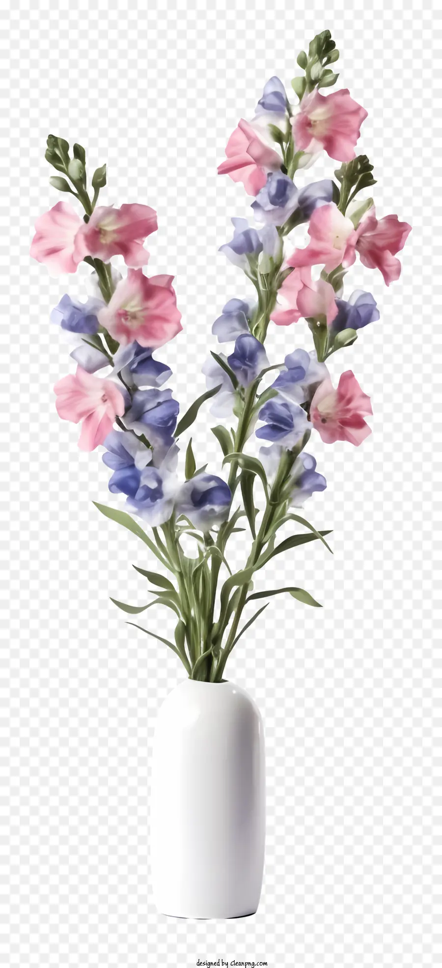Fleur Delphinium Délicate En Vase，Vase Blanc PNG