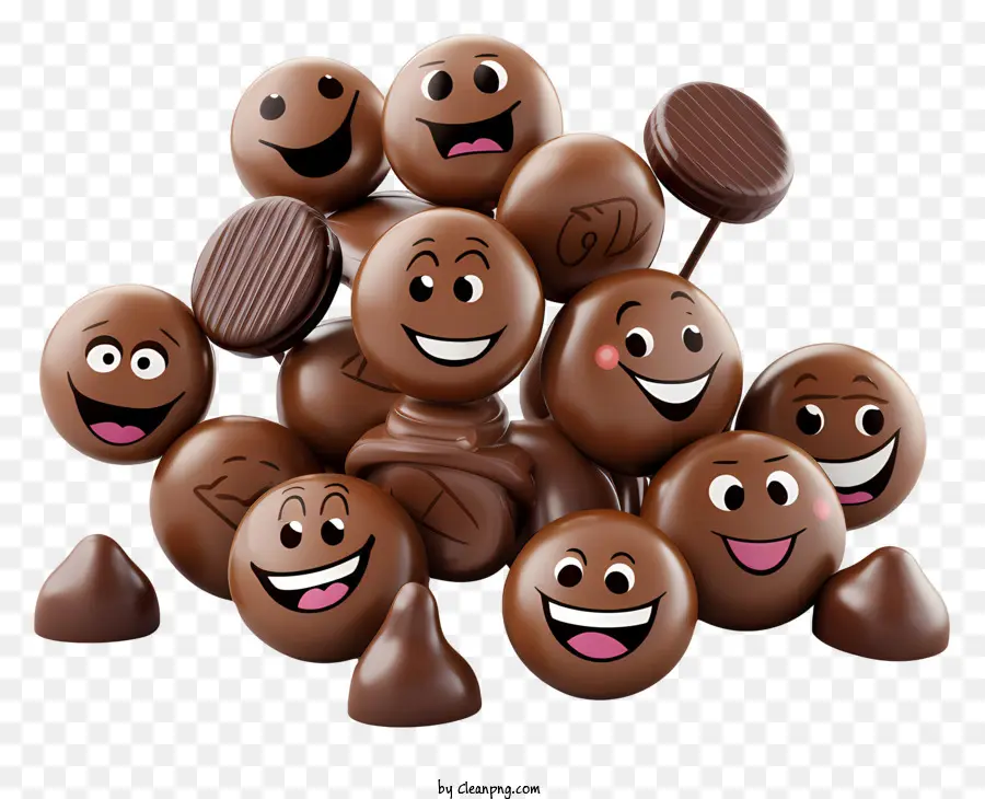 Journée N'importe Quoi Enrobée De Chocolat，Boules De Chocolat Avec Visages PNG