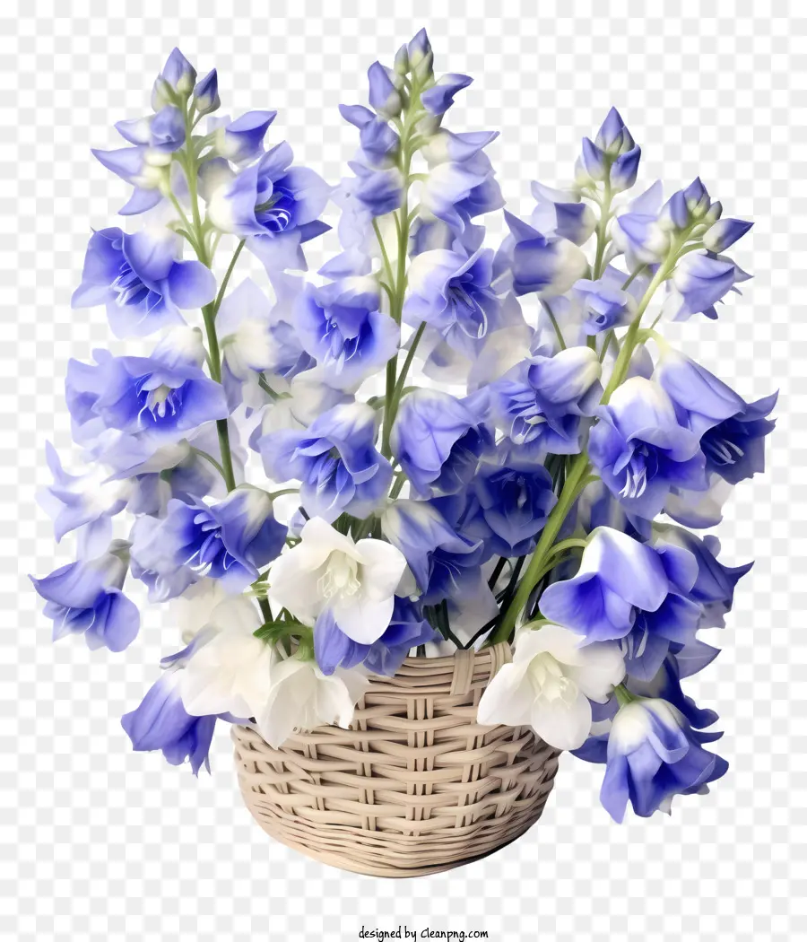 Panier De Fleur Delphinium Délicate，Panier En Osier PNG