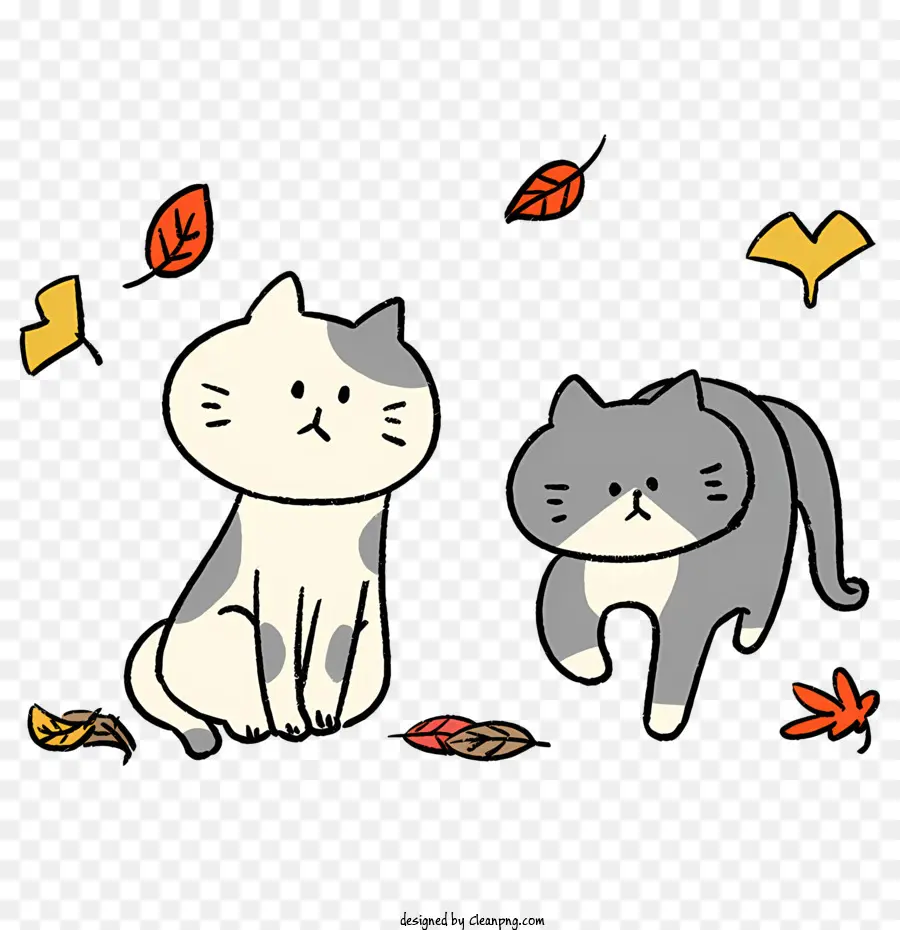 Dessin Animé，Deux Chats PNG