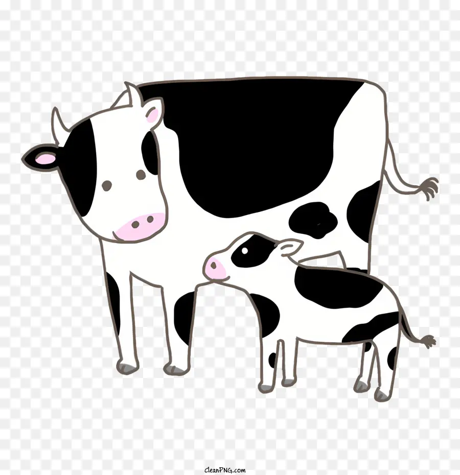 Dessin Animé，Vache Et Veau PNG