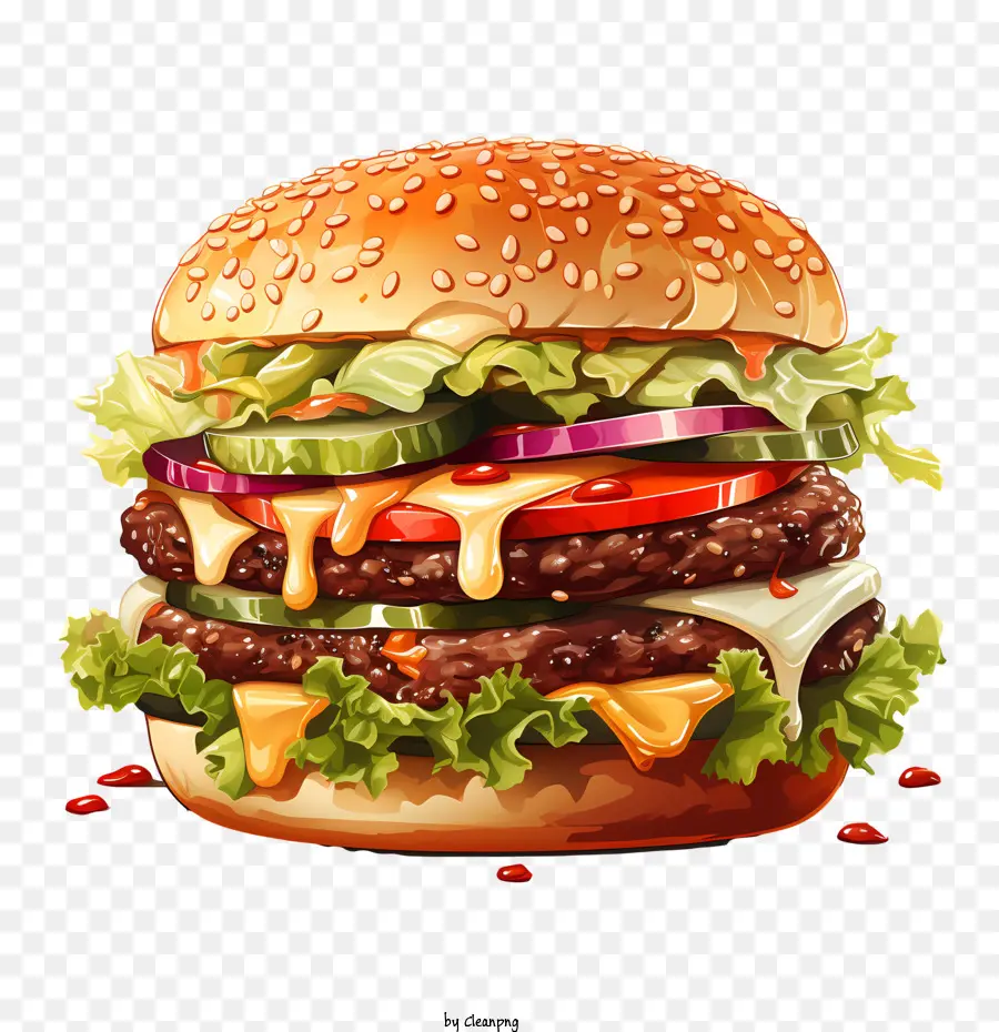 Burger Américain，Hamburger PNG