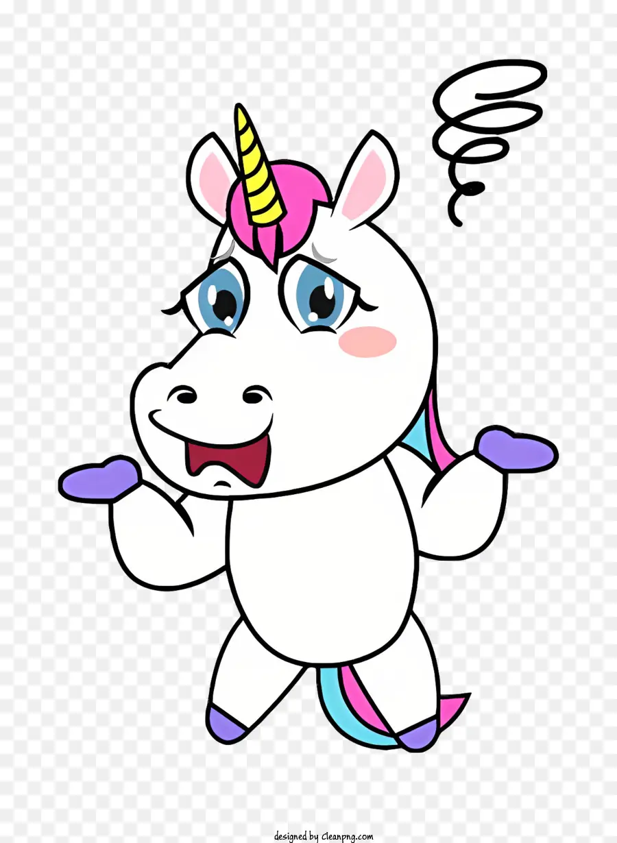 Dessin Animé，Licorne Confuse PNG