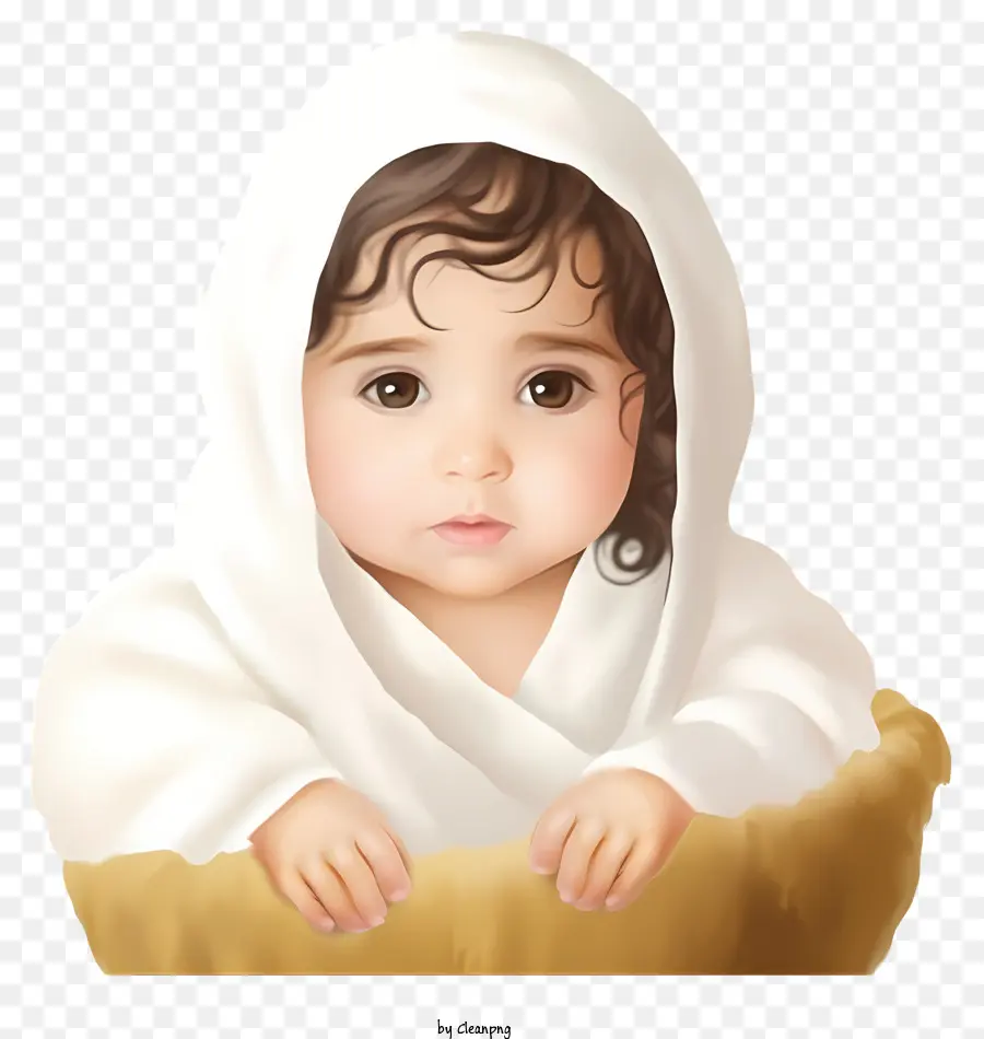 Bébé Jésus Réaliste，Bébé En Capuche Blanche PNG