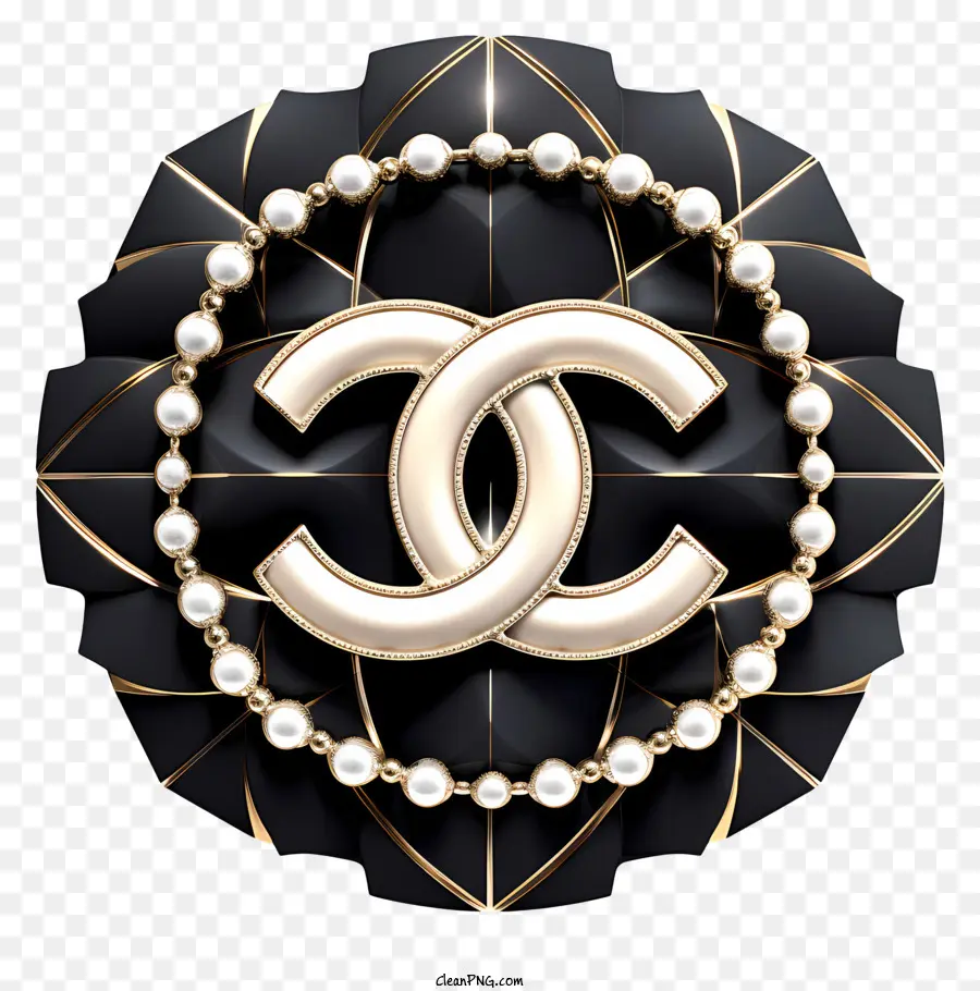 Logo Chanel，Embellissement De L'or Et Des Perles PNG