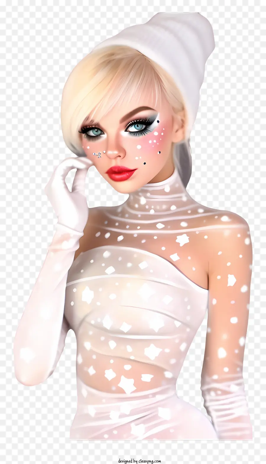 Maquillage De Noël Aquarelle，Déguisement Blanc PNG