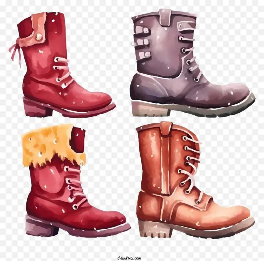 Bottes D'hiver Aquarelle，Diverses Bottes PNG