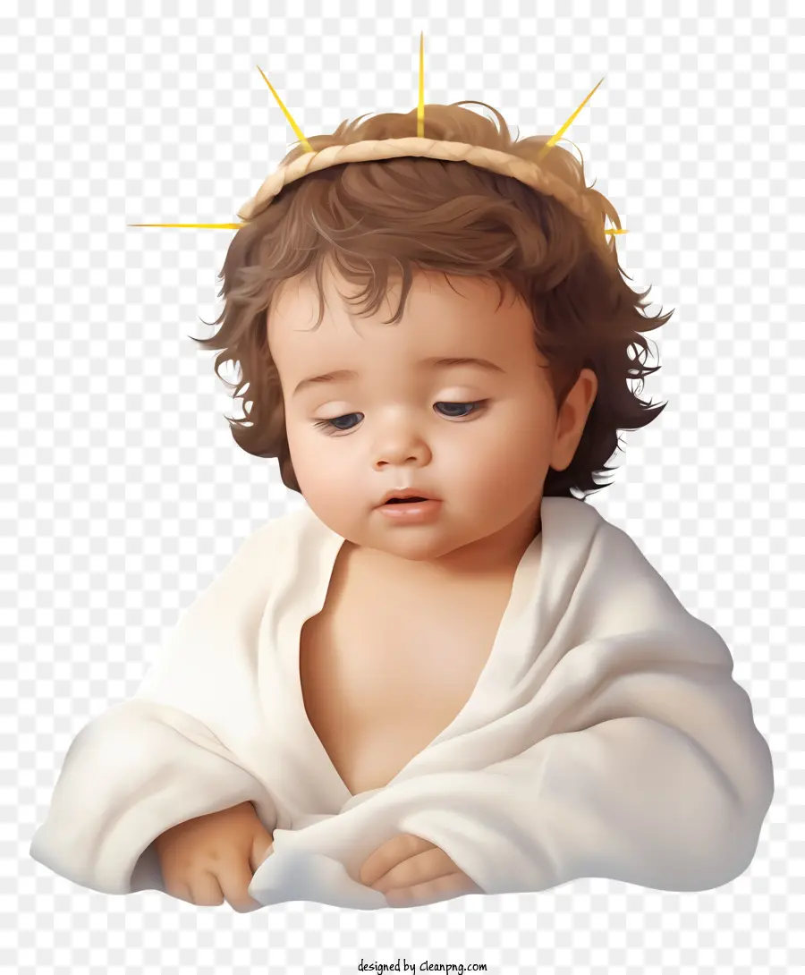 Bébé De Jésus 3d Réaliste，Bébé Avec Couronne D'épines PNG
