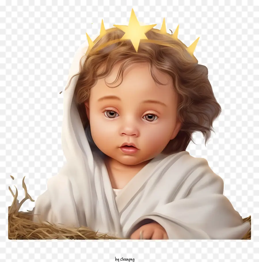 Bébé Jésus 3d Réaliste，Bébé Avec Des étoiles PNG