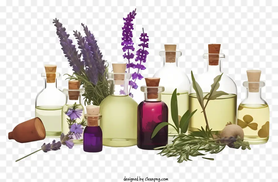 Remèdes Aux Fleurs De Bach，Bouteilles D'huiles Essentielles PNG