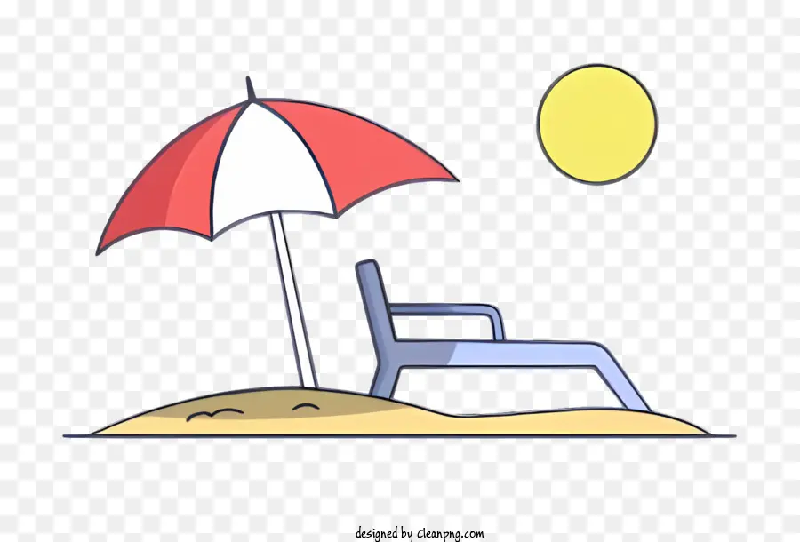 Dessin Animé，Chaises De Plage Et Parasol PNG