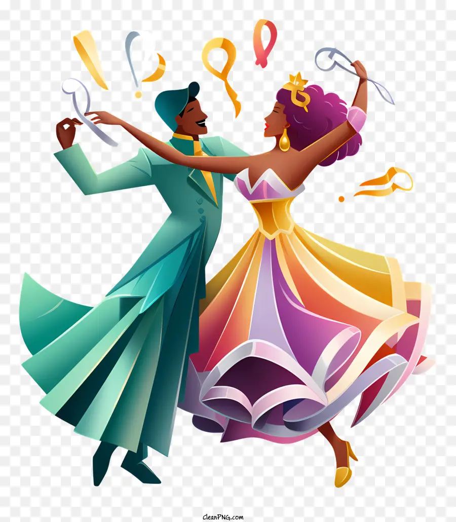 Mardi Gras，Couple Qui Danse PNG