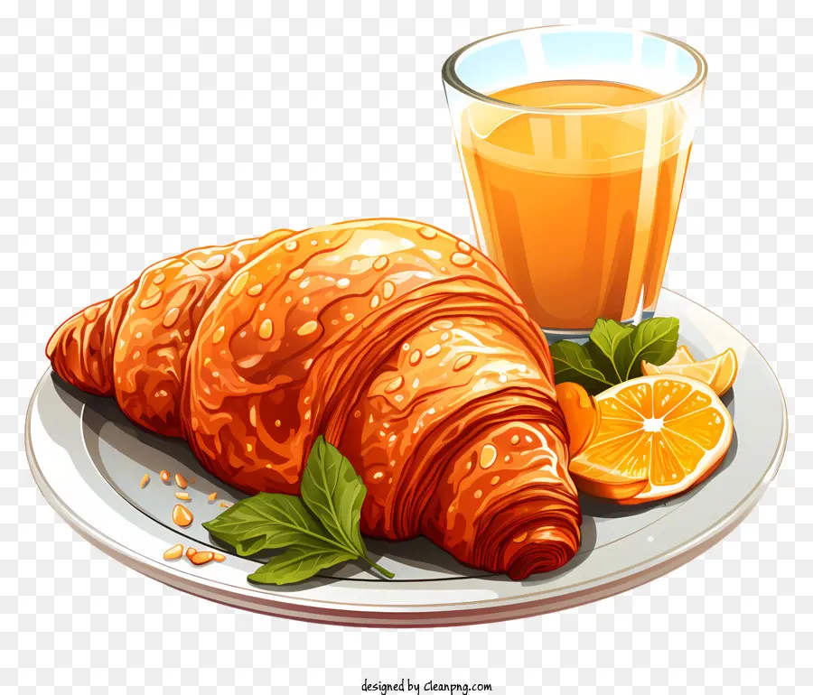Croissant，Jus D'orange PNG
