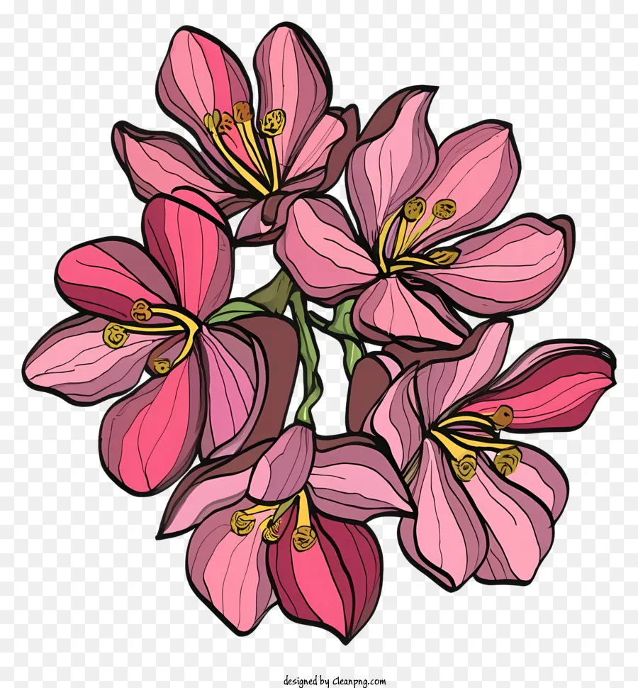 Dessin Animé，Fleurs Roses PNG