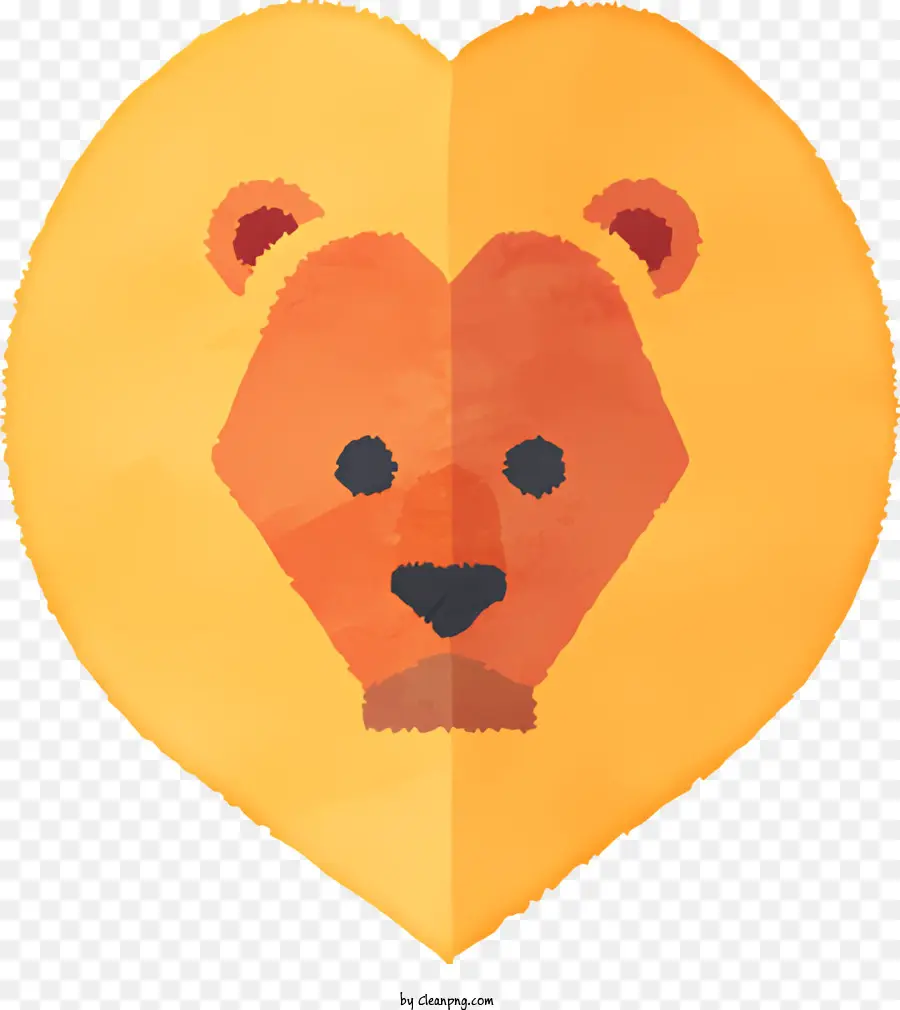 Cœur Avec Le Visage D'ours，Brun Bears Face Sur Un Cœur PNG