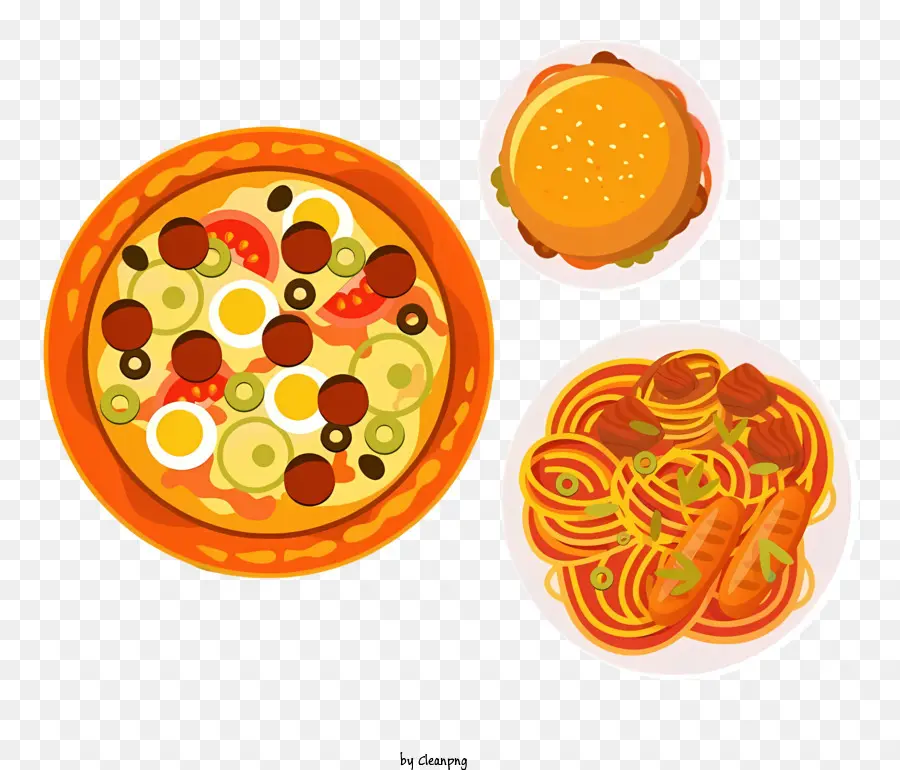 Nourriture，Pizza Burger Spaghettis PNG