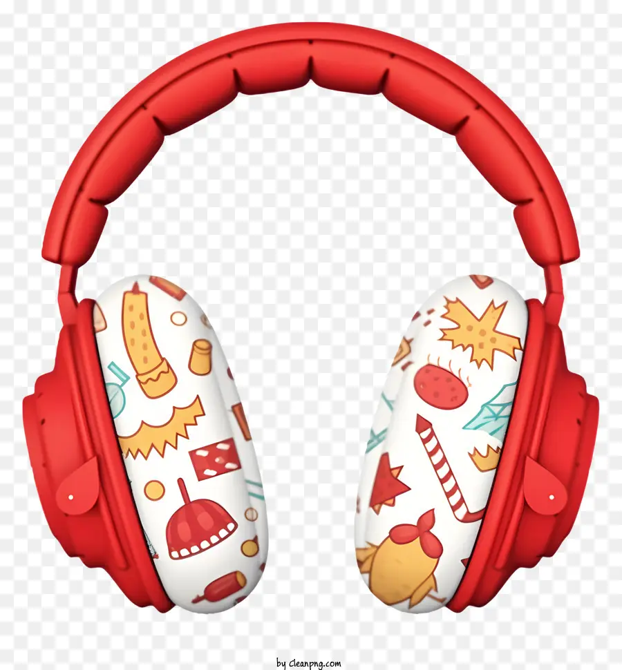 Doodle Christmas Earmuff，Rouge Casque PNG