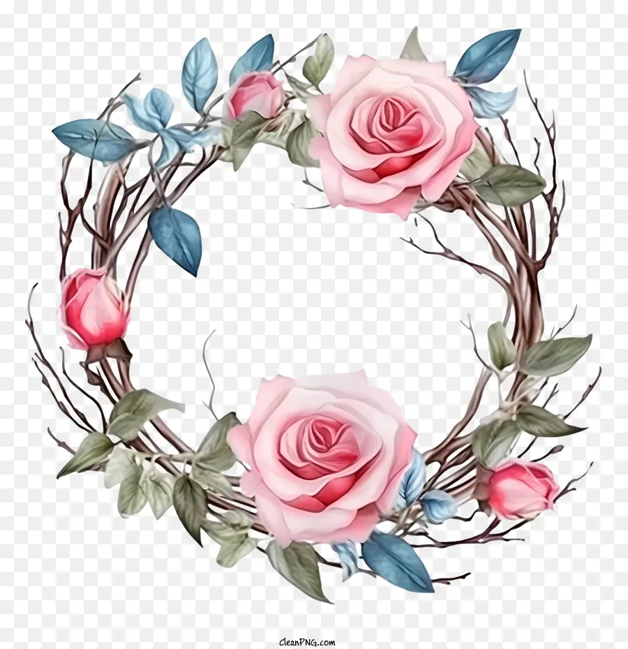 Couronne De Roses，Couronne Florale PNG