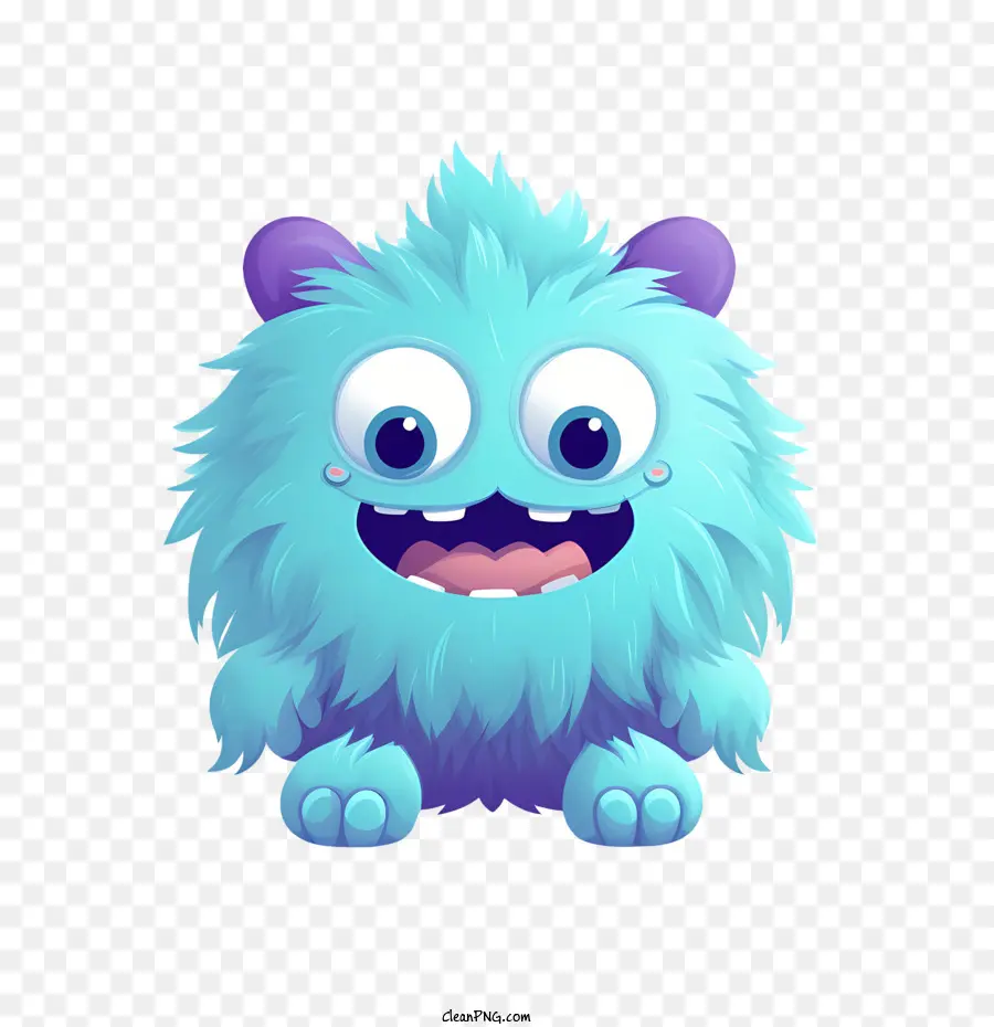 Monstre De Dessin Animé，Monstre Pelucheux Bleu PNG