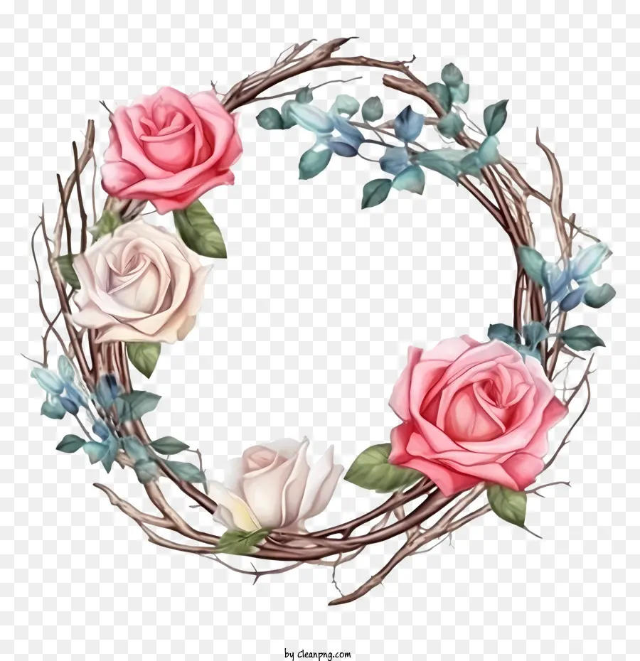 Couronne De Roses，Couronne Florale PNG