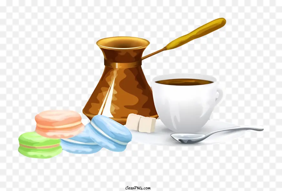 Café，Café Et Macarons PNG