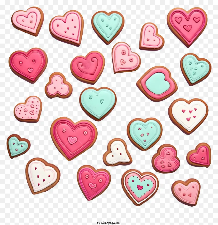 Cookies Doodle Valentines，Biscuits Au Sucre En Forme De Cœur PNG