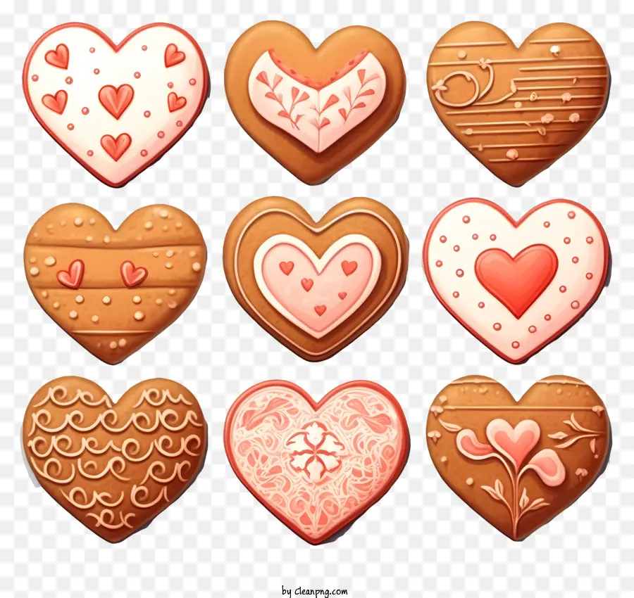 Sketch Cookies Valentines，Biscuits En Forme De Cœur PNG