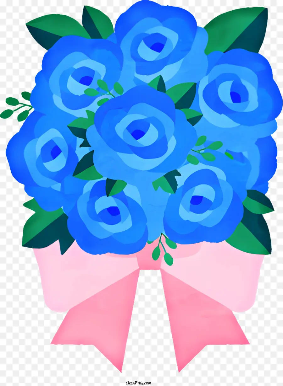 Roses Bleues，Ruban Rose PNG