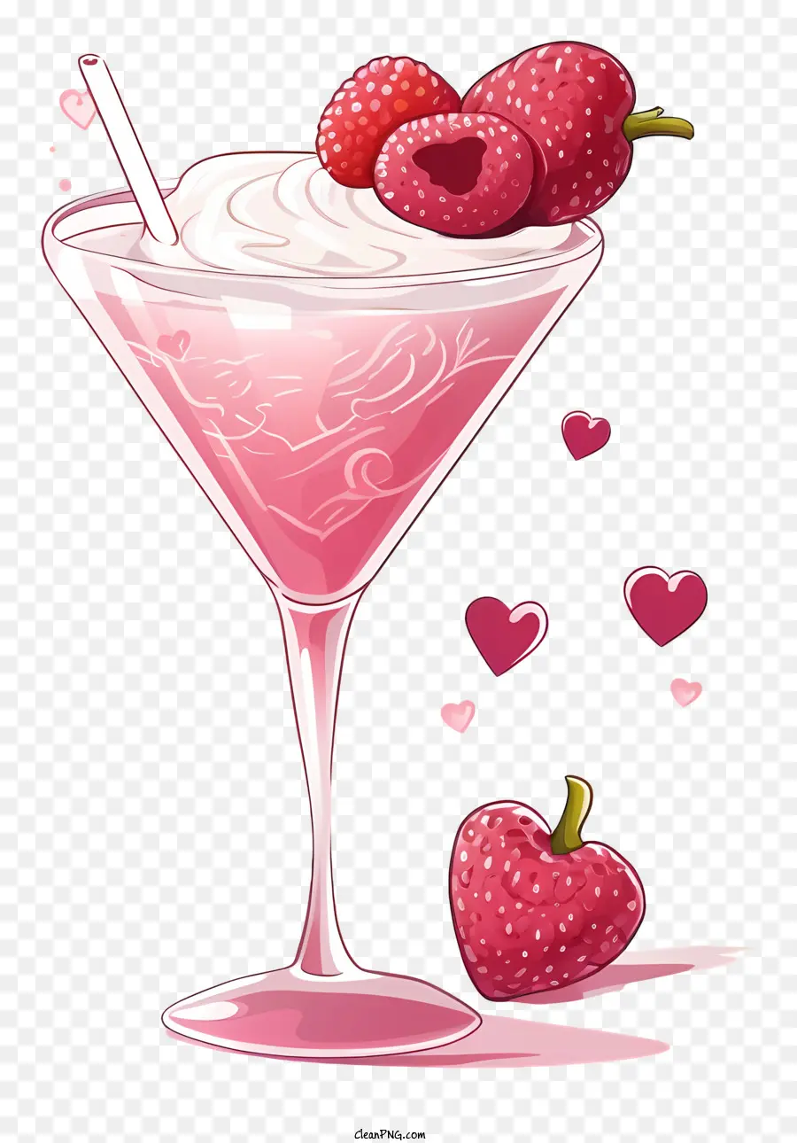 Croquis Du Cocktail De La Saint Valentin，Boisson Rose PNG