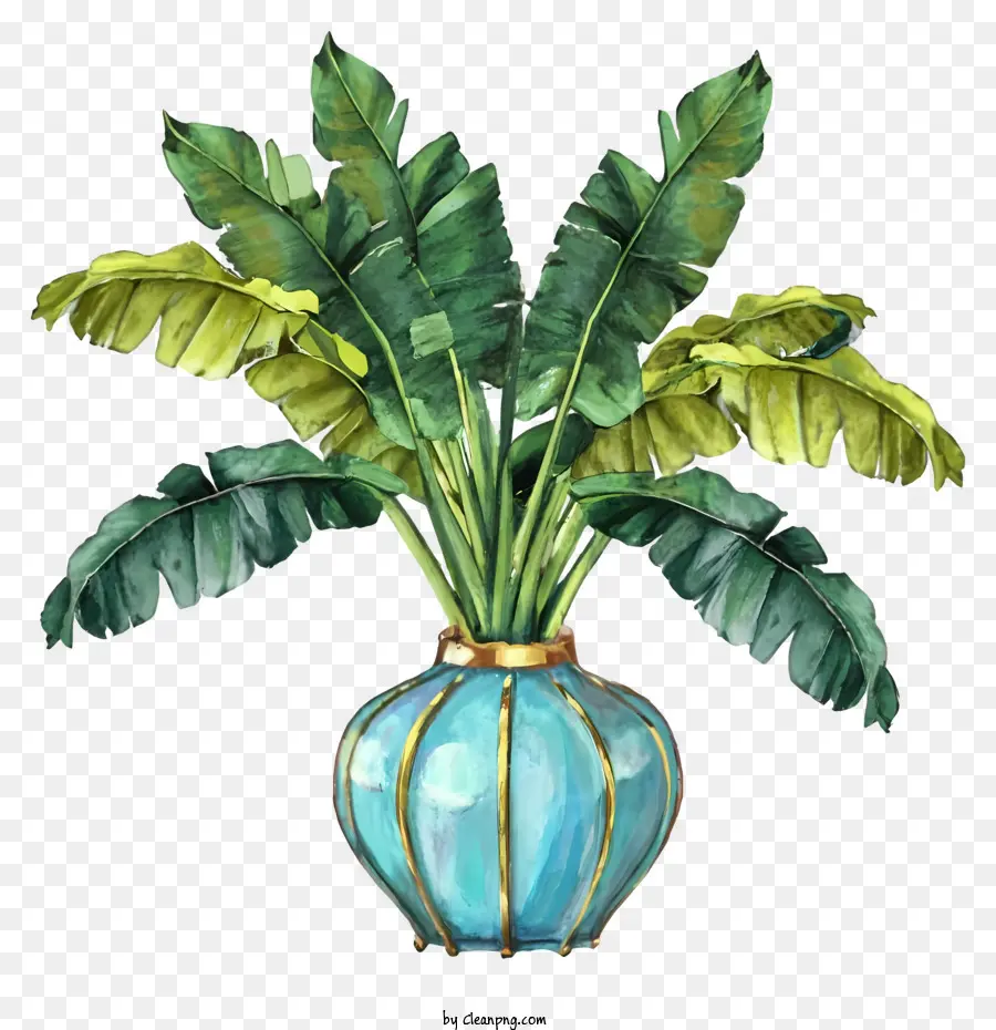 Dessin Animé，Grande Plante En Pot Vert PNG