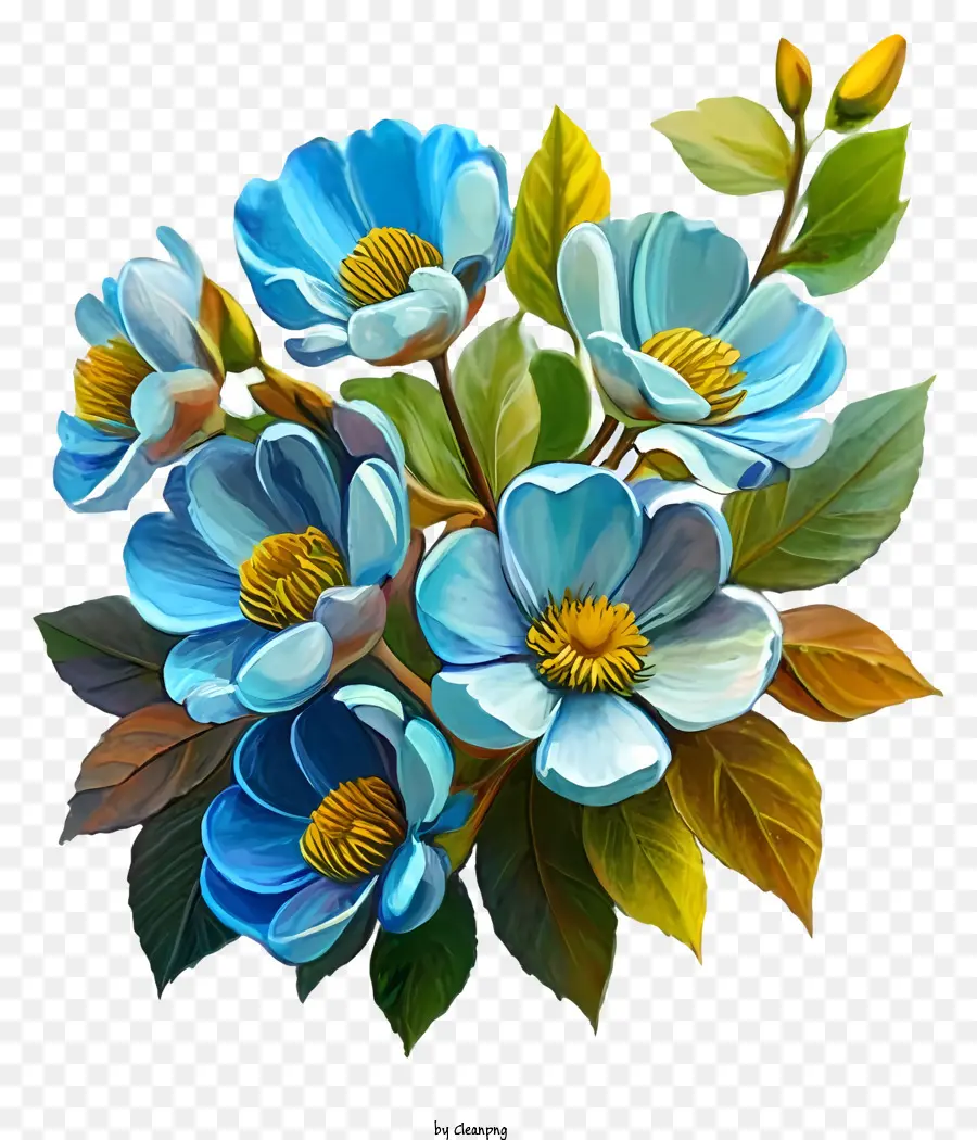 Dessin Animé，Fleurs Bleues PNG